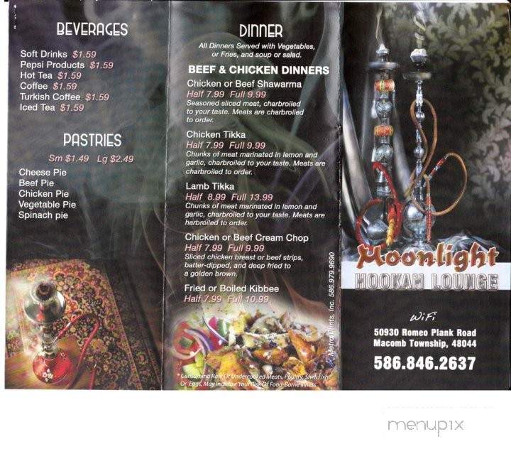 Moonlight Hookah Lounge - Macomb, MI menu_pic