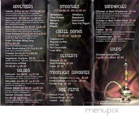 Moonlight Hookah Lounge - Macomb, MI menu_pic