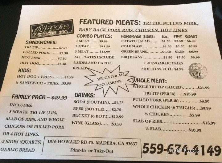 Players Smoked BBQ - Madera, CA menu_pic