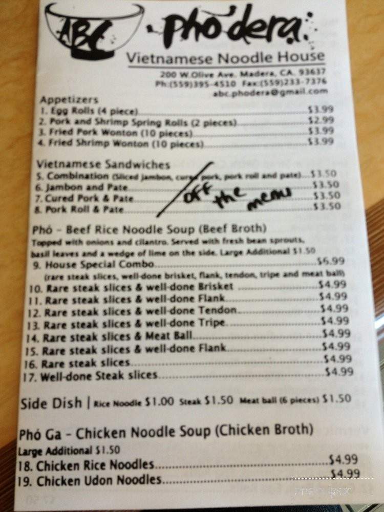 Phodera - Madera, CA menu_pic