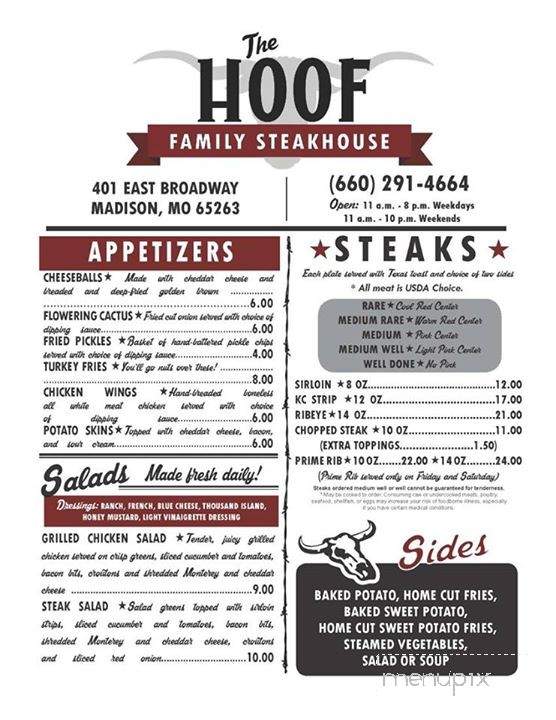 /380324063/The-Hoof-Family-Steakhouse-Menu-Madison-MO - Madison, MO