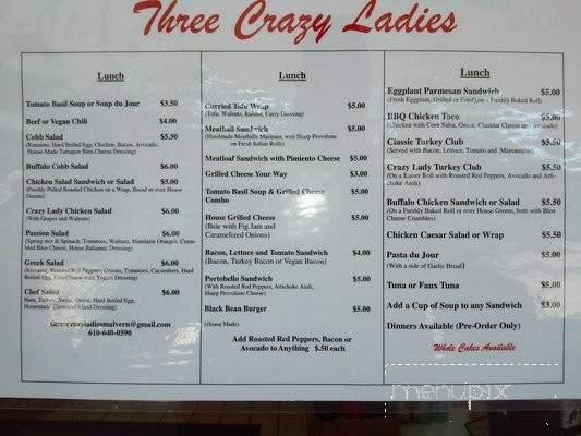 Three Crazy Ladies - Malvern, PA menu_pic
