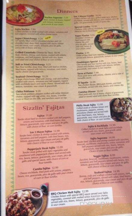 Los 3 Mayas - Mansfield, OH menu_pic