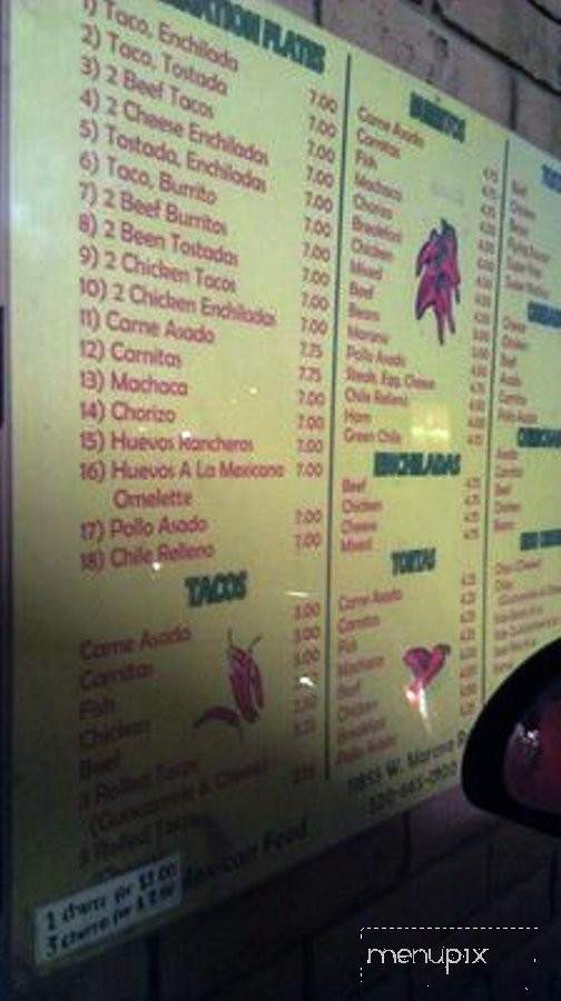 Nicos Mexican Food - Marana, AZ menu_pic
