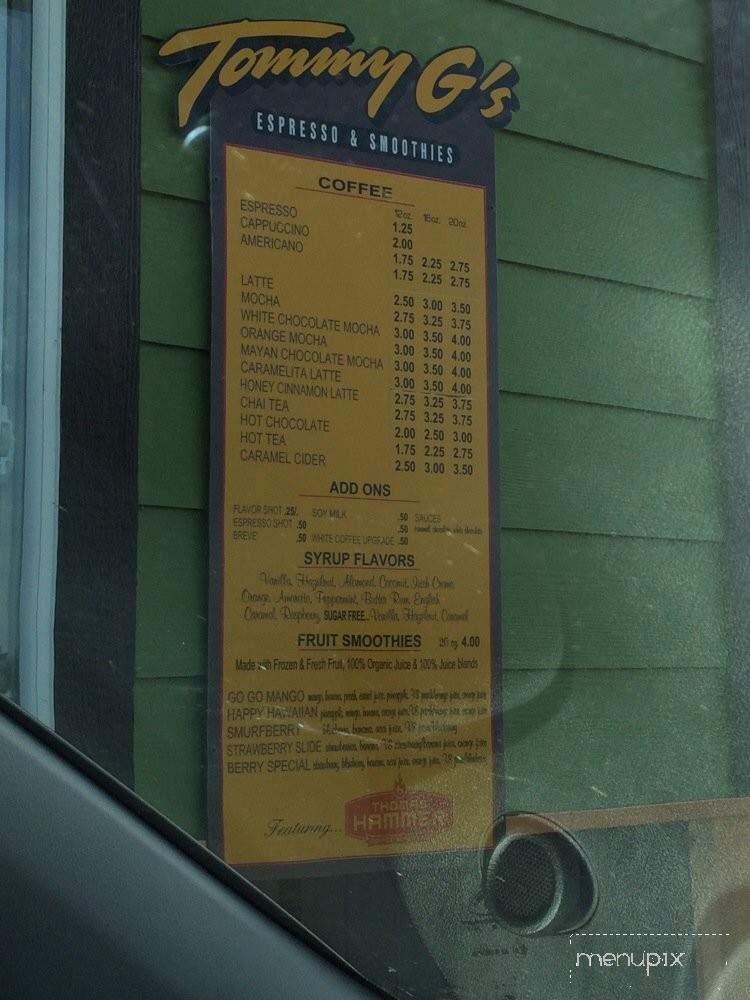 Tommy G's - Medical Lake, WA menu_pic