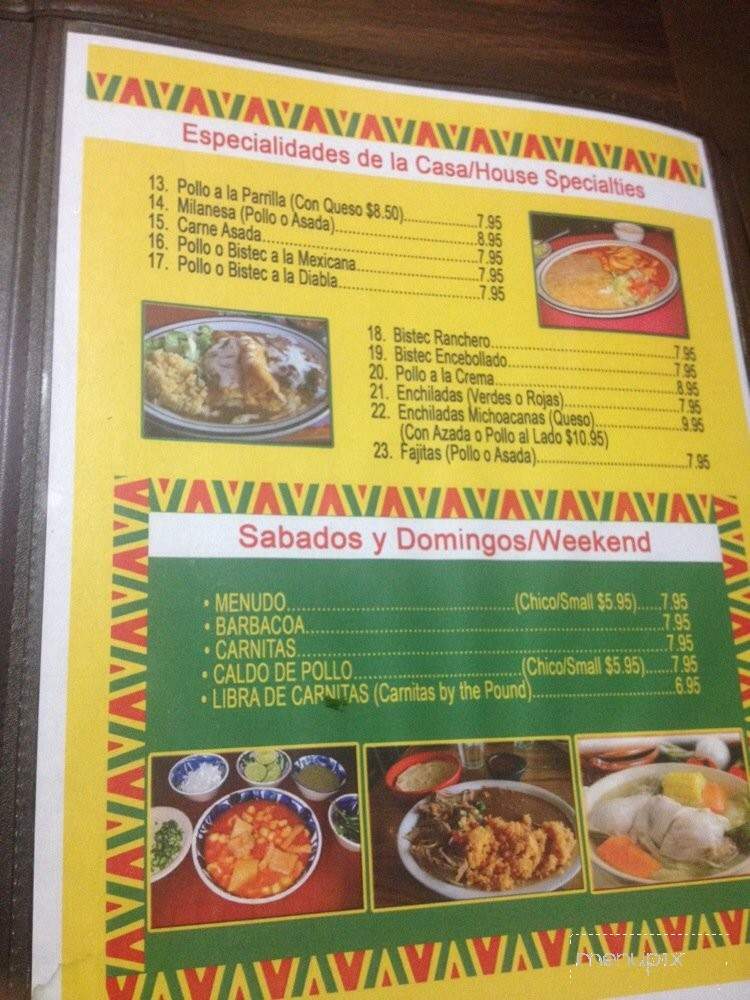 Taqueria El Palmar - Merced, CA menu_pic