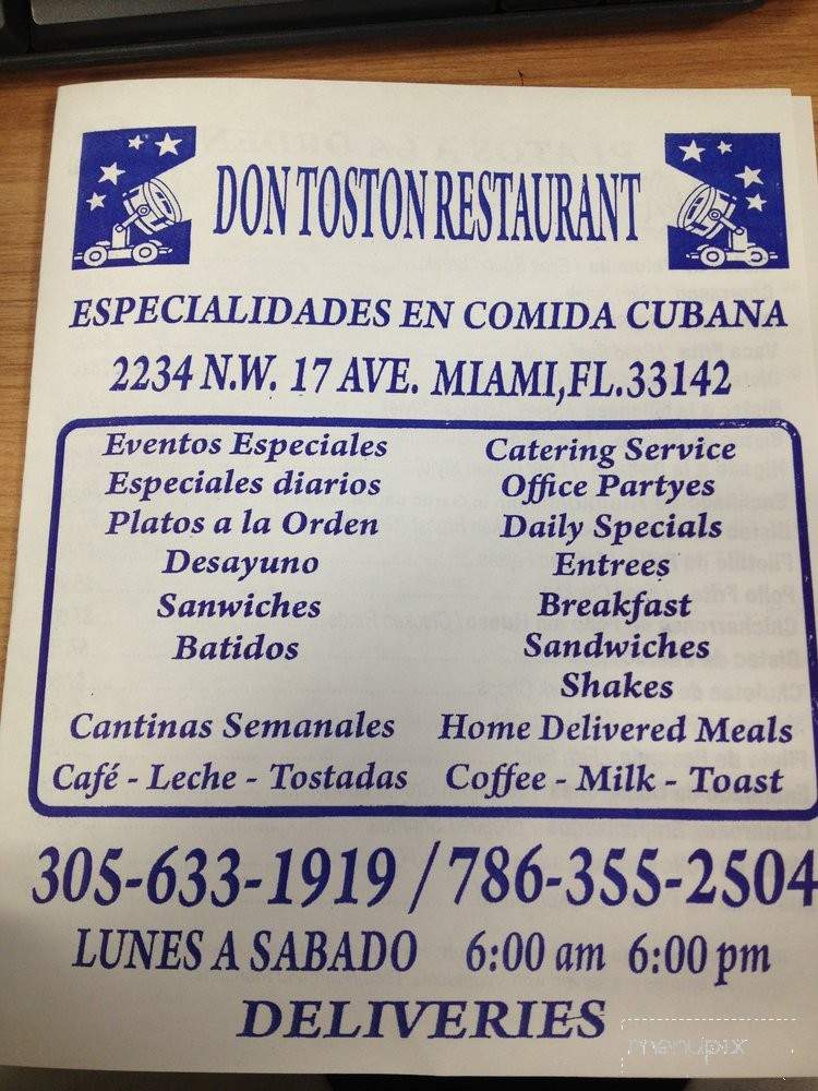 Don Toston - Miami, FL menu_pic