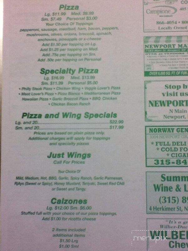R J's Pizzeria - Middleville, NY menu_pic