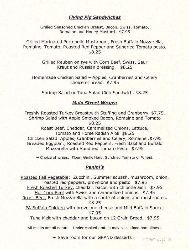 Flying Pig Tea Room - Milford, PA menu_pic
