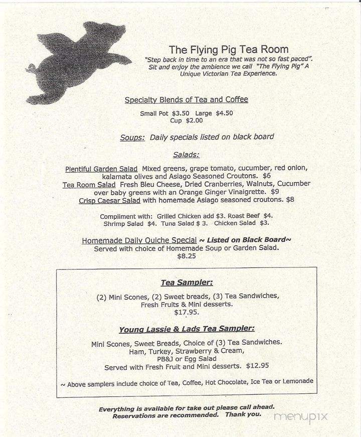 Flying Pig Tea Room - Milford, PA menu_pic