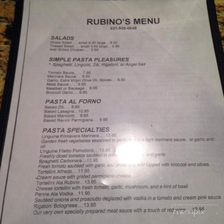 Rubino's Pizza - Miller Place, NY menu_pic