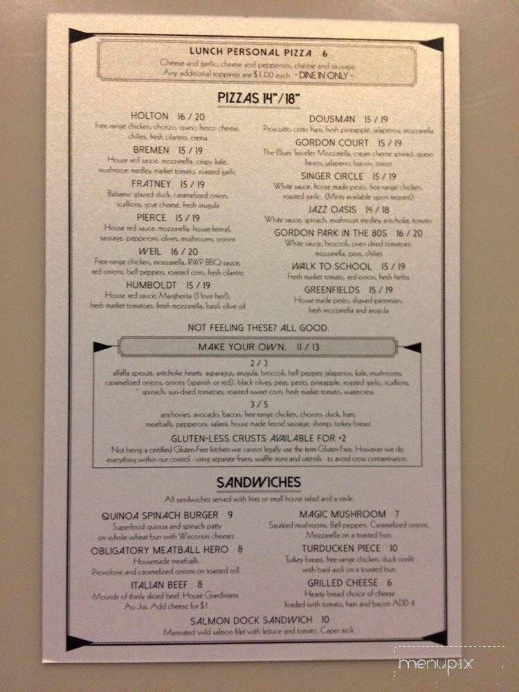Riverwest Pizza - Milwaukee, WI menu_pic