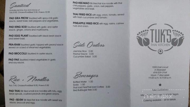 Tuk's Thai Kitchen - Milwaukee, WI menu_pic