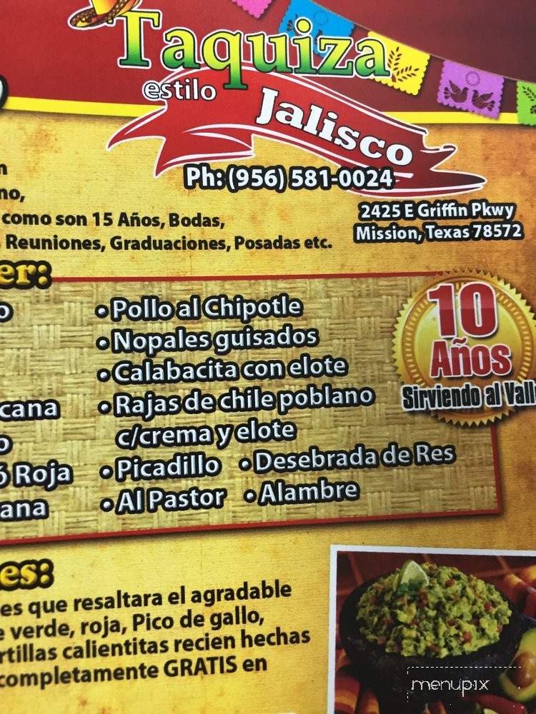 Taquiza Estilo Jalisco - Mission, TX menu_pic