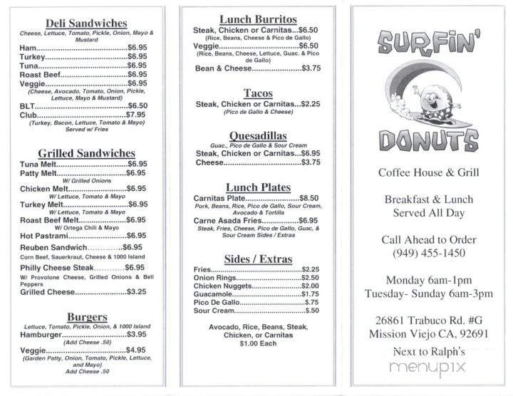 Surfin Donuts - Mission Viejo, CA menu_pic