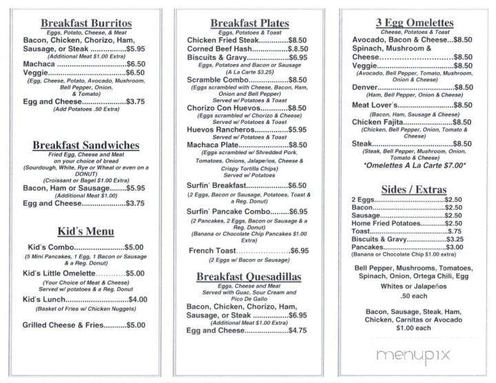 Surfin Donuts - Mission Viejo, CA menu_pic