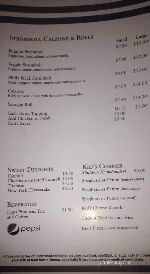 Bacio Pizza & Italian Restaurant - Mocksville, NC menu_pic