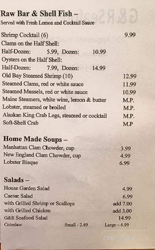 G&R Seafood & Grill - Monroe Township, NJ menu_pic
