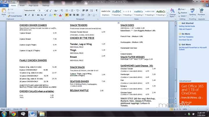 Hunter's Chicken & Waffle Shack - Morganton, NC menu_pic