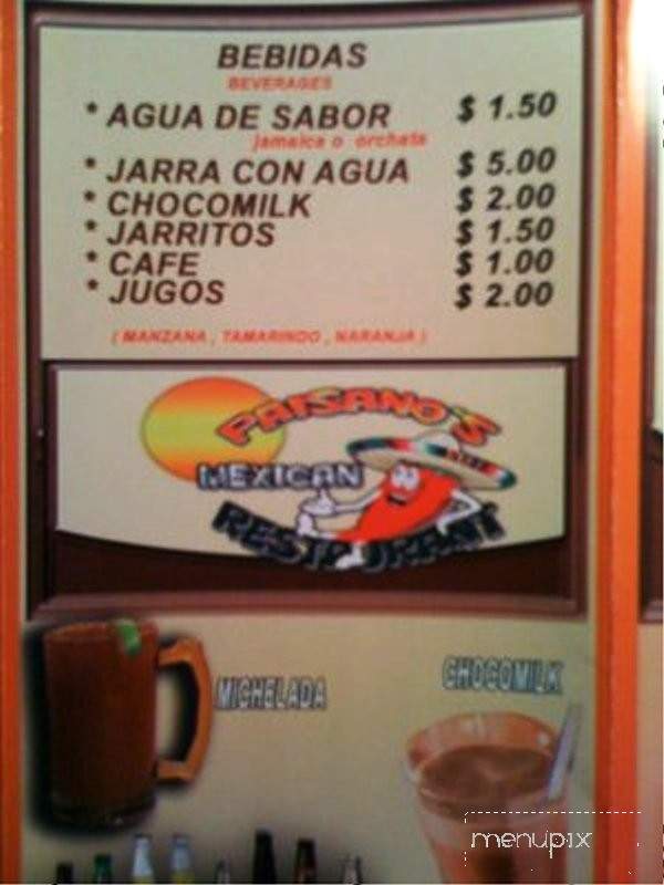 Paisano's Mexican Restaurant - Nashua, NH menu_pic