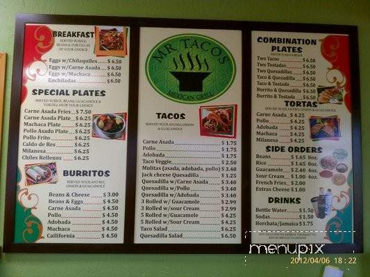 Mr Tacos - National City, CA menu_pic