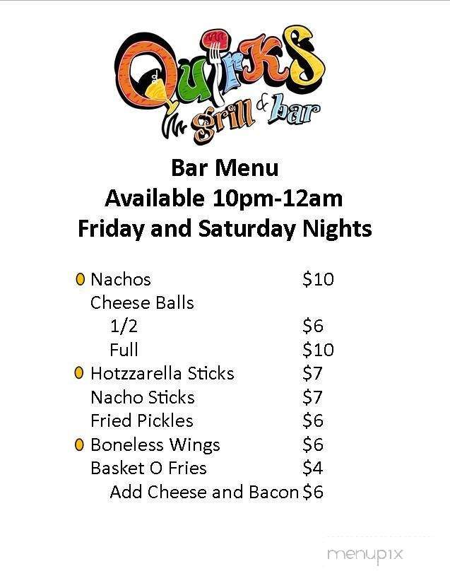 Quirks Grill and Bar - Nevada, IA menu_pic
