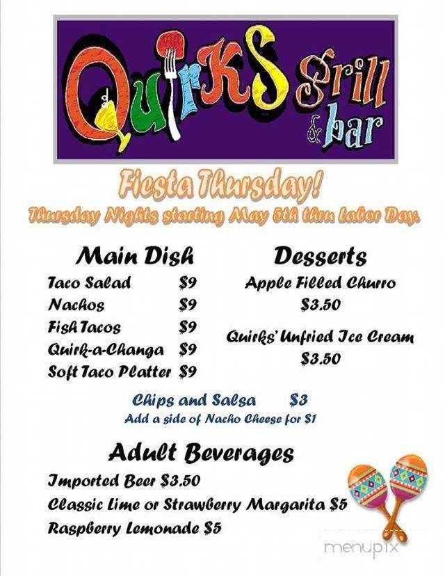 Quirks Grill and Bar - Nevada, IA menu_pic