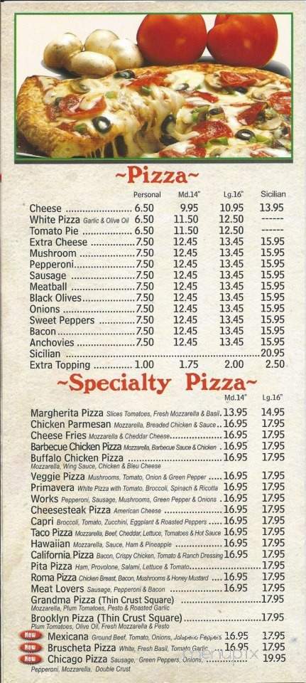 Roma Pizza II - New Britain, PA menu_pic
