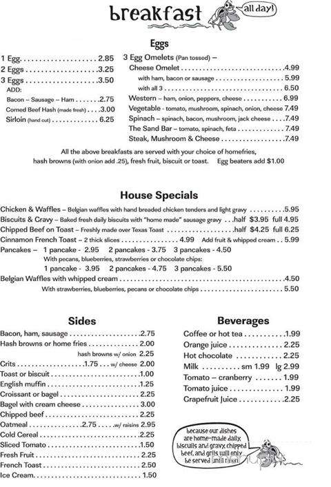 Sand Bar Cafe - New Smyrna Beach, FL menu_pic