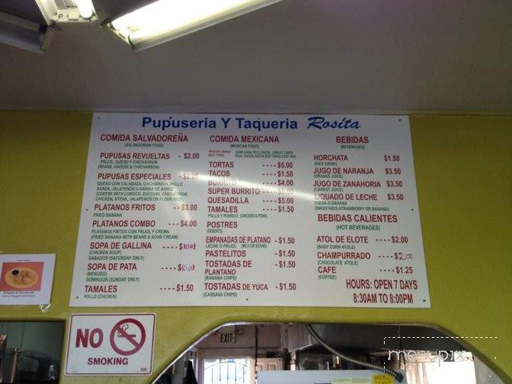Pupuseria Y Taqueria Rosita - Newark, CA menu_pic