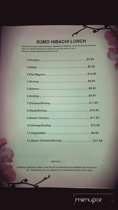 Sumo Japanese Steak & Sushi - Newnan, GA menu_pic