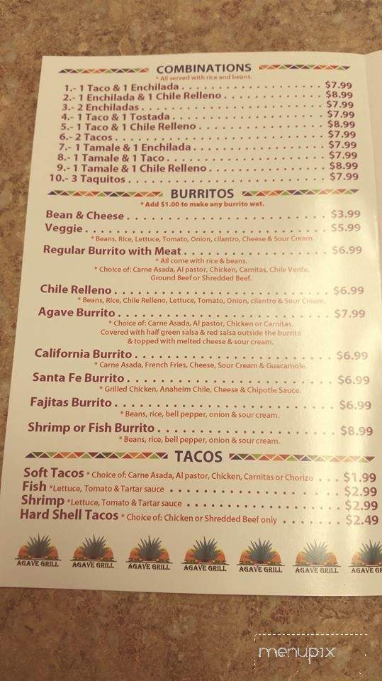 Agave Grill - Nipomo, CA menu_pic