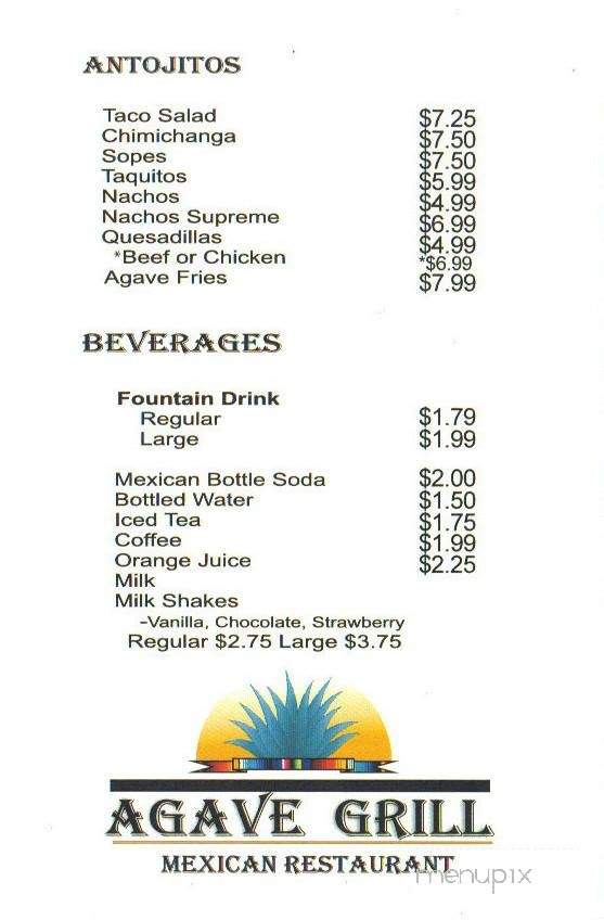 Agave Grill - Nipomo, CA menu_pic