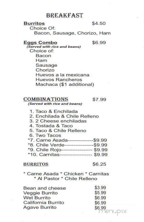 Agave Grill - Nipomo, CA menu_pic