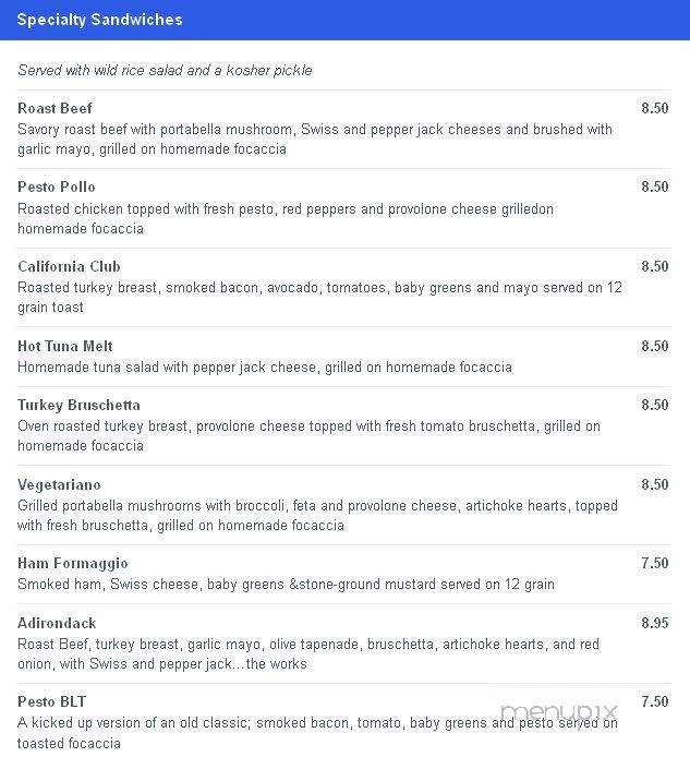 Adirondack Coffee - Nisswa, MN menu_pic