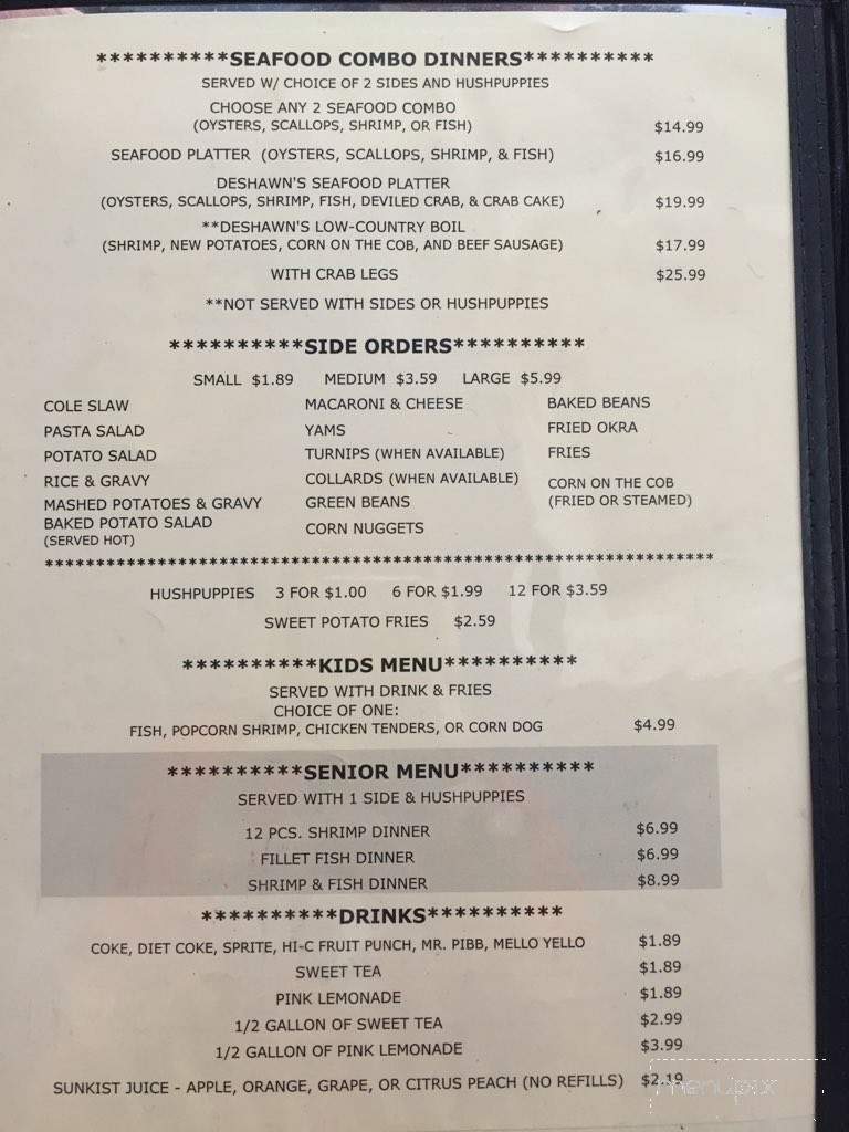 Deshawn's Seafood & Chicken - North Augusta, SC menu_pic