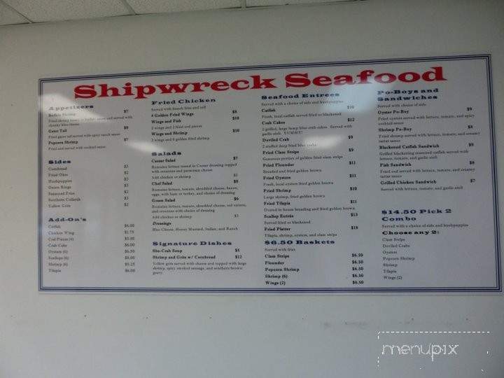 Shipwreck Seafood - North Charleston, SC menu_pic