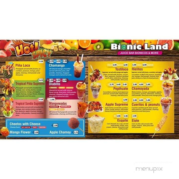 Bionic Land - Norwalk, CA menu_pic