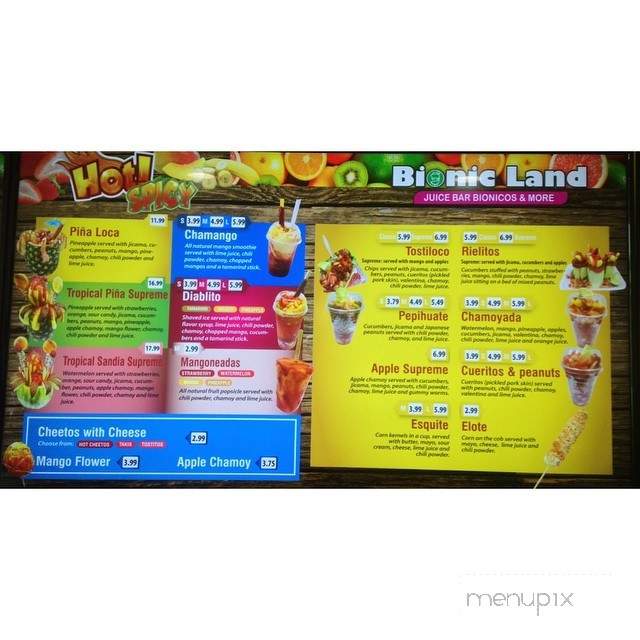 Bionic Land - Norwalk, CA menu_pic