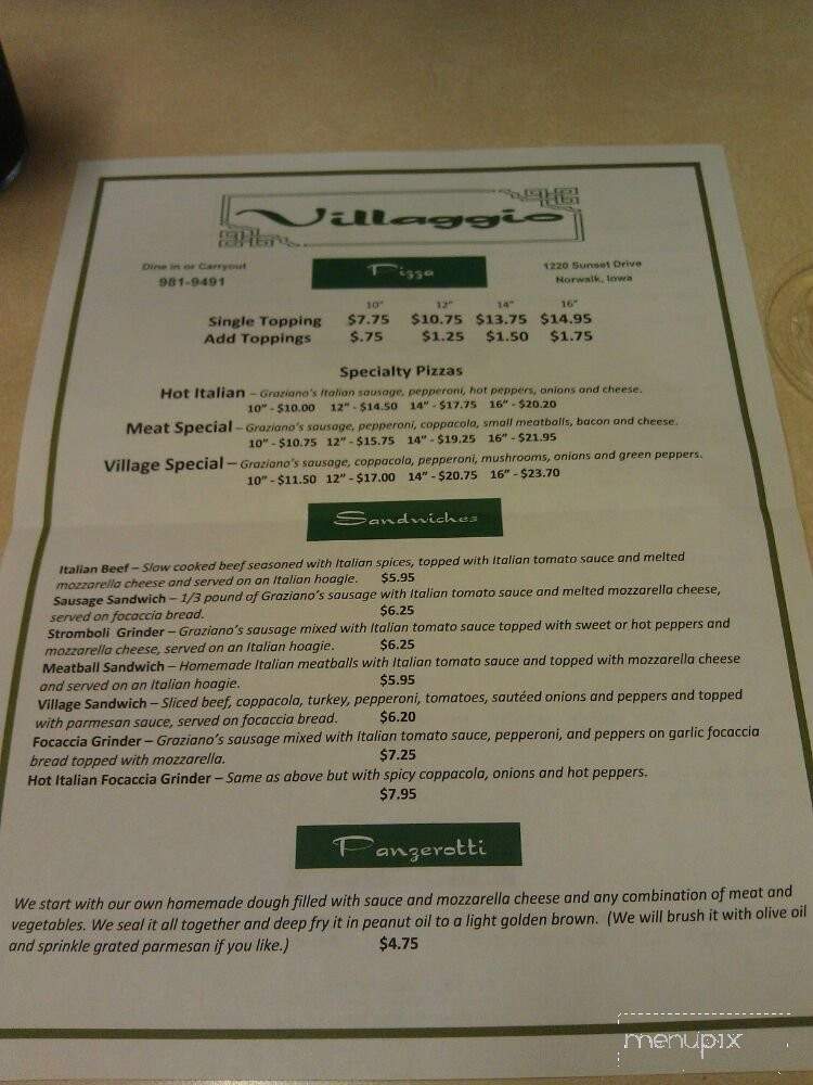 Villaggio - Norwalk, IA menu_pic