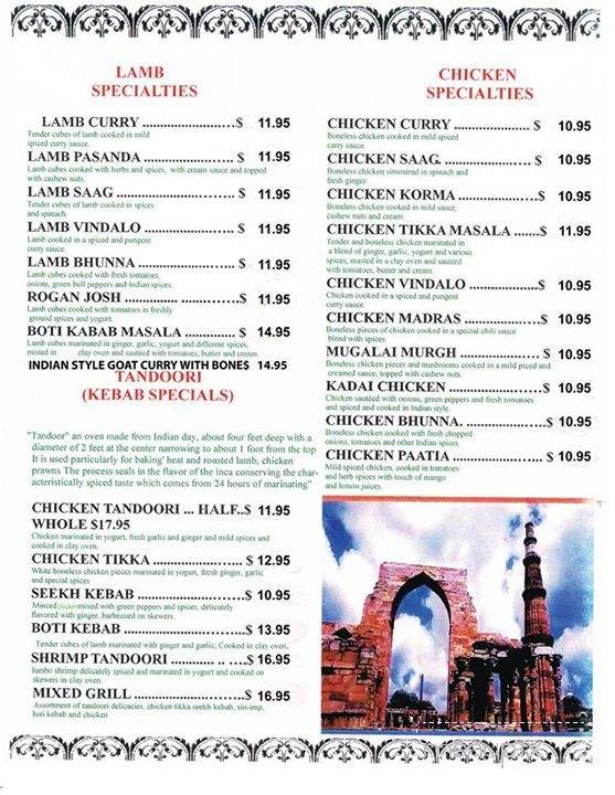 India Grill & Mild Curry - Norwich, CT menu_pic