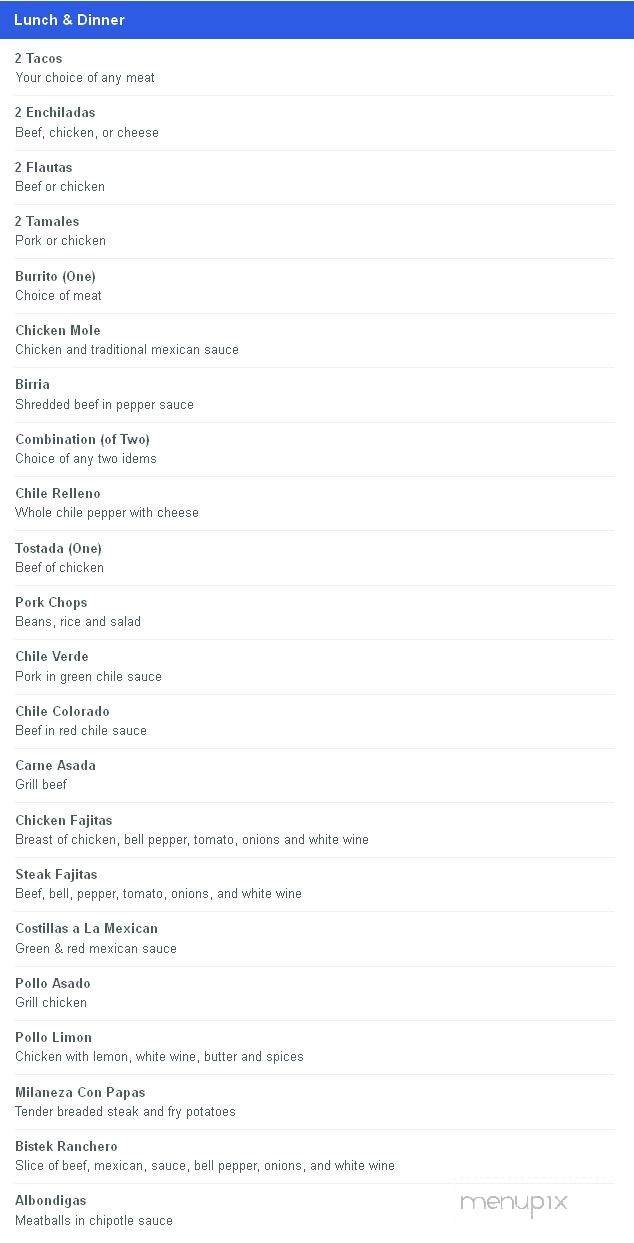 El Palmar Restaurant - Novato, CA menu_pic