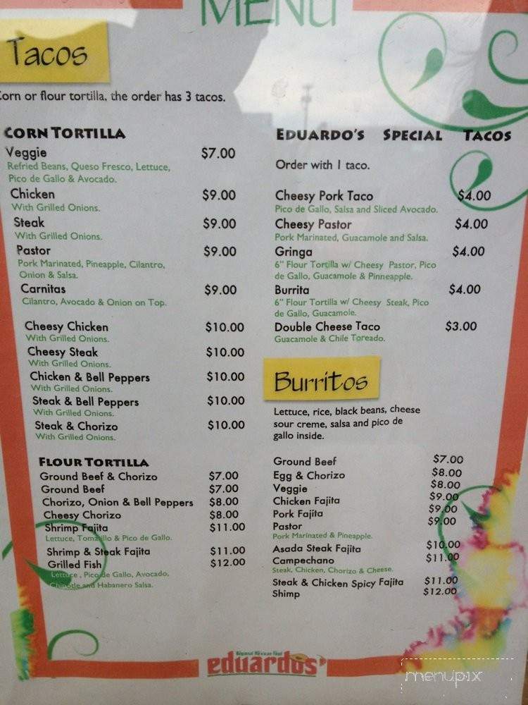 Eduardo's Taco Stand - Ocracoke, NC menu_pic