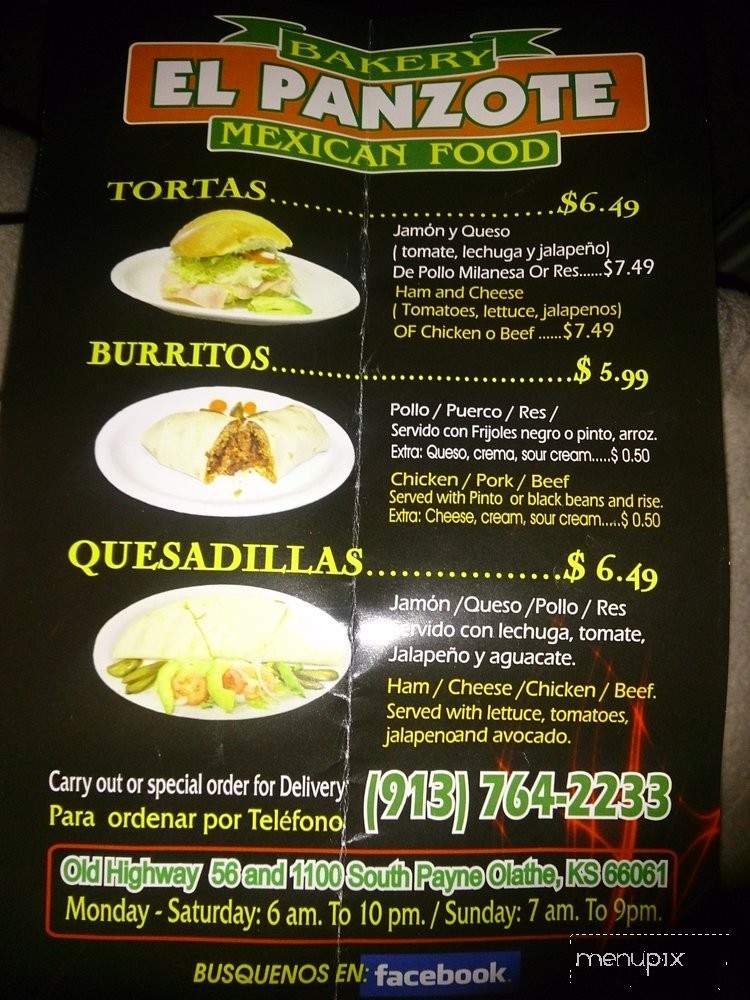El Panzote - Olathe, KS menu_pic