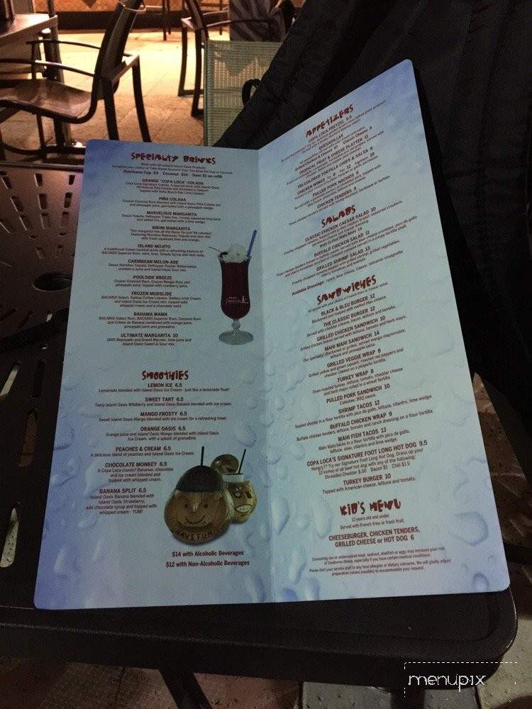 Copa Loca Bar & Grill - Orlando, FL menu_pic
