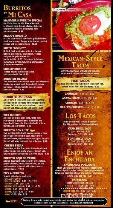 Mi Casa Mexican Restaurant - Ossian, IN menu_pic