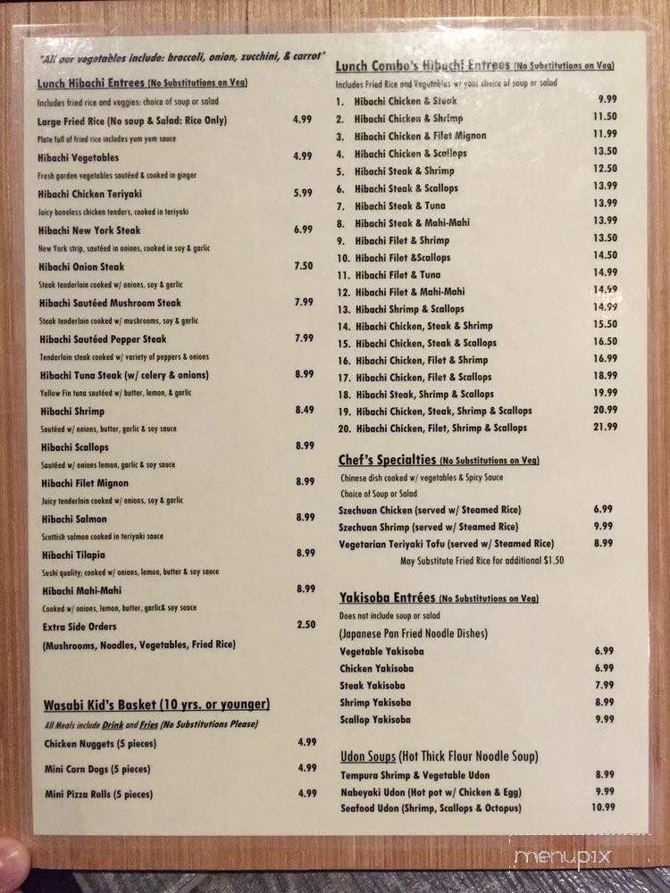 Wasabi 54 - Owensboro, KY menu_pic