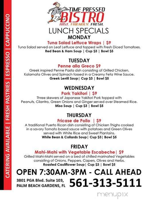Time Pressed Bistro - Palm Beach Gardens, FL menu_pic