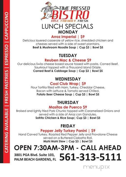 Time Pressed Bistro - Palm Beach Gardens, FL menu_pic