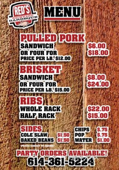 Reds Backyard Barbeque - Pataskala, OH menu_pic